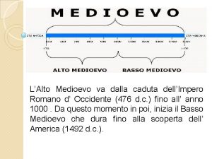 LAlto Medioevo va dalla caduta dellImpero Romano d