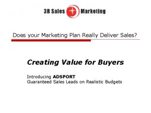 Does your Marketing Plan Really Deliver Sales Creating