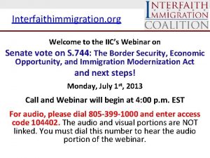 Interfaithimmigration org Welcome to the IICs Webinar on