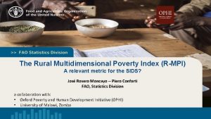 The Rural Multidimensional Poverty Index RMPI A relevant