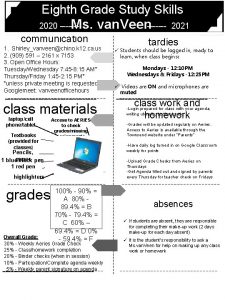 Eighth Grade Study Skills Ms van Veen 2020