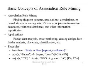 Basic Concepts of Association Rule Mining Association Rule