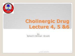 Cholinergic Drug Lecture 4 5 6 By Nohad