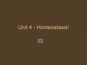Unit 4 Homeostasis Homeostasis same balance Homeostasis the