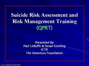 Suicide Risk Assessment and Risk Management Training QPRT