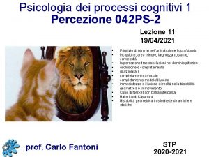 Psicologia dei processi cognitivi 1 Percezione 042 PS2