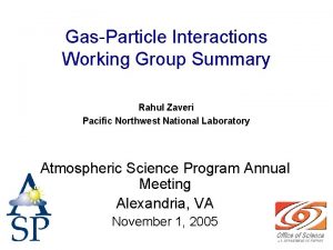 GasParticle Interactions Working Group Summary Rahul Zaveri Pacific