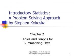 Introductory Statistics A ProblemSolving Approach by Stephen Kokoska