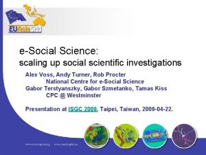 eSocial Science scaling up social scientific investigations Alex