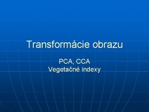 Transformcie obrazu PCA CCA Vegetan indexy PCA CCA