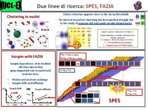 Due linee di ricerca SPES FAZIA Cluster structure