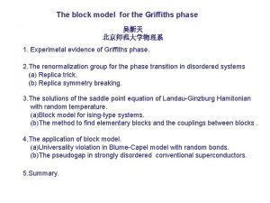 The block model for the Griffiths phase 1