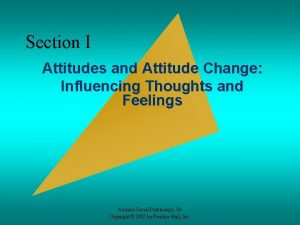 Section I Attitudes and Attitude Change Influencing Thoughts