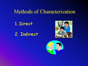Methods of Characterization 1 Direct 2 Indirect Direct