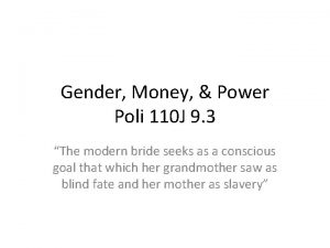 Gender Money Power Poli 110 J 9 3