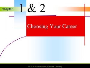 Chapter 12 Choosing Your Career 2010 SouthWestern Cengage