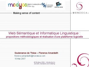 Making sense of content Web Smantique et Informatique