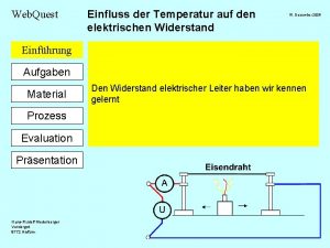 Web Quest Einfluss der Temperatur auf den elektrischen