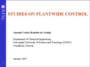 STUDIES ON PLANTWIDE CONTROL Antonio Carlos Brando de