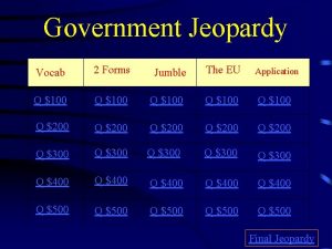 Government Jeopardy Vocab 2 Forms Jumble The EU