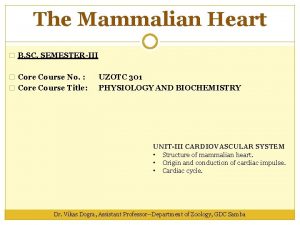 The Mammalian Heart B SC SEMESTERIII Core Course