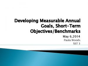 Developing Measurable Annual Goals ShortTerm ObjectivesBenchmarks May 6