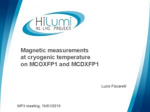 Magnetic measurements at cryogenic temperature on MCOXFP 1