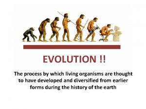 EVOLUTION The process by which living organisms are