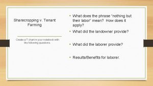 Sharecropping v Tenant Farming What does the phrase