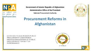 Government of Islamic Republic of Afghanistan Administrative Office