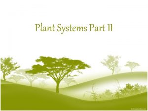 Plant Systems Part II Plant Tissues A tissue