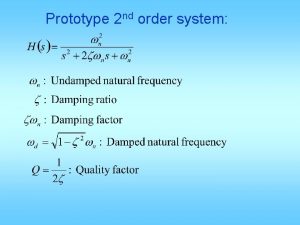 Prototype 2 nd order system Unit step response