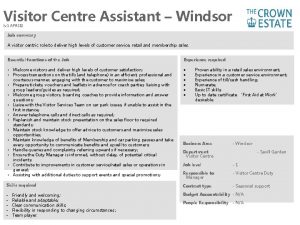 Visitor Centre Assistant Windsor v 1 APR 18