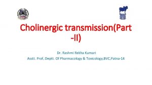 Cholinergic transmissionPart II Dr Rashmi Rekha Kumari Asstt