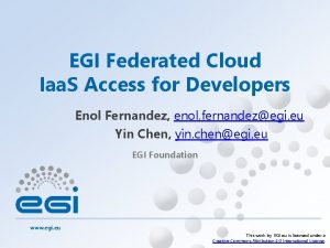 EGI Federated Cloud Iaa S Access for Developers