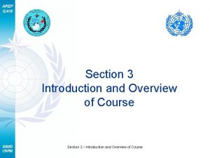 AREP GAW Section 3 Introduction and Overview of