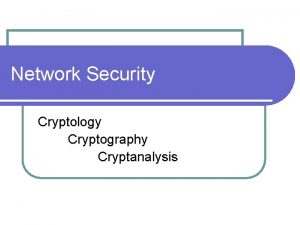 Network Security Cryptology Cryptography Cryptanalysis Topics Covered Modern