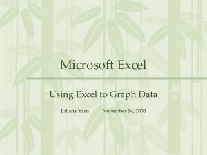 Microsoft Excel Using Excel to Graph Data Juliana Microsoft Excel Using Excel to Graph Data Juliana