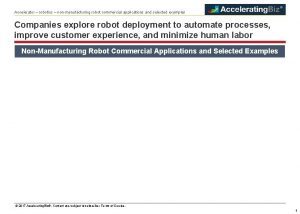 Accelerator robotics nonmanufacturing robot commercial applications and selected