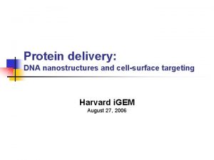 Protein delivery DNA nanostructures and cellsurface targeting Harvard