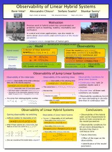 Observability of Linear Hybrid Systems Ren Vidal Alessandro