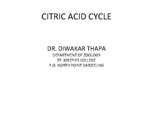 CITRIC ACID CYCLE DR DIWAKAR THAPA DEPARTMENT OF