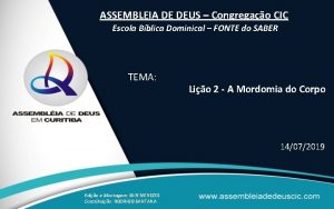 ASSEMBLEIA DE DEUS Congregao CIC Escola Bblica Dominical