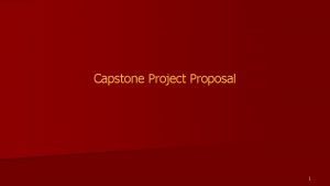 Capstone Project Proposal 1 Basic Elements of Project