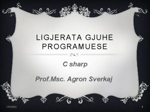 LIGJERATA GJUHE PROGRAMUESE C sharp Prof Msc Agron