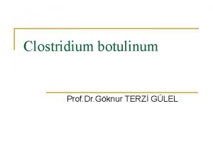 Clostridium botulinum Prof Dr Gknur TERZ GLEL n