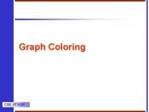 Graph Coloring CSE IIT KGP Kcoloring A kcoloring