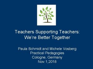Teachers Supporting Teachers Were Better Together Paula Schmidt