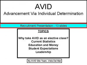 AVID Advancement Via Individual Determination Recruitment Presentation 13