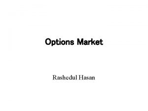 Options Market Rashedul Hasan Option In finance an